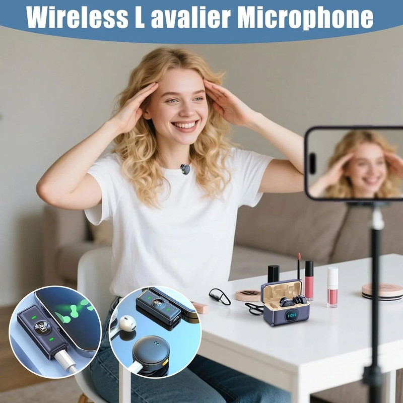 میکروفون یقه‌ای بی‌سیم مدل SH8 با درگاه USB Type-C
