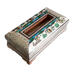 جعبه دستمال کاغذی خاتم کاری طرح چوگان کد 90