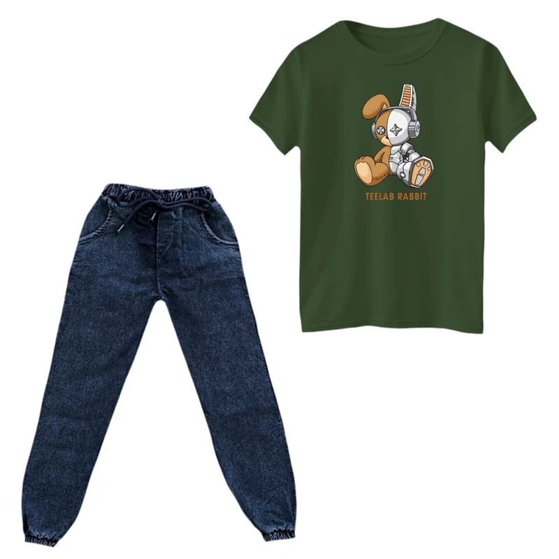 ست تی‌شرت و شلوار پسرانه مدل خرگوش رباتی