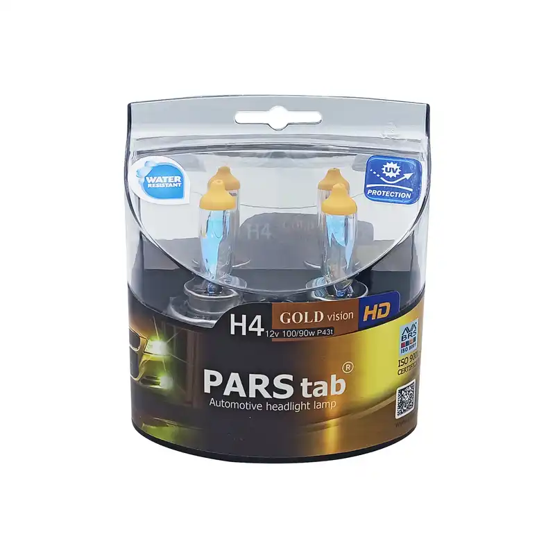 لامپ خودرو پارس تاب مدل H4 P43T Gold 12V/100W/90W بسته دو عددی
