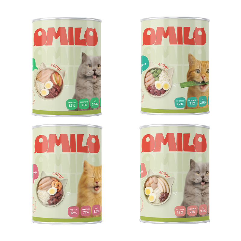 کنسرو غذای گربه بالغ اومیلو مدل پک نچرال مرغ وزن ۴۰۰ گرم بسته ۴ عددی