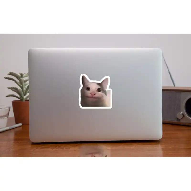 استیکر لپ تاپ طرح گربه پوکر فیس