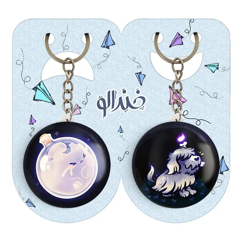 جاکلیدی خندالو مدل سگ و گربه حیوانات بامزه کد 2104821043 مجموعه 2 عددی