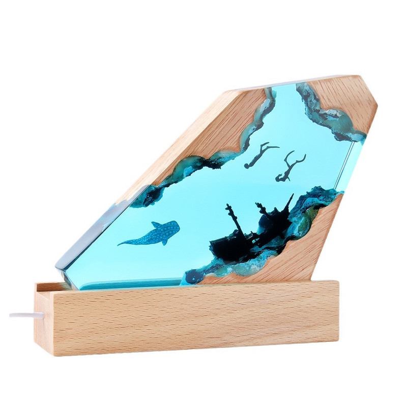 چراغ خواب مدل اقیانوس رزینی و چوبی