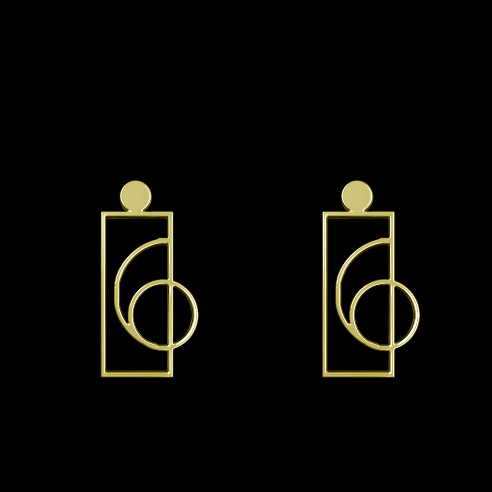 گوشواره طلا 18 عیار زنانه مدوپد مدل مستطیل و دایره کد GA1-10379