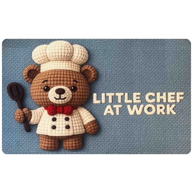 پادری مدل راما اسفنجی طرح خرس سرآشپز R-183  سایز 70x50 سانتی‌متر مناسب برای فضای داخلی