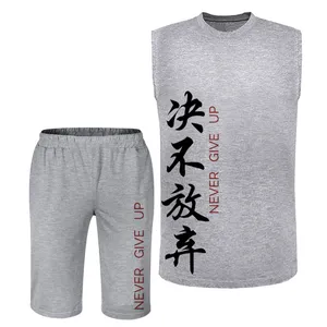 ست تاپ و شلوارک مردانه مدل حروف چینی A283