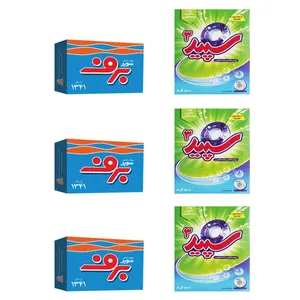 پودر رختشویی ماشینی سپید به همراه پودر رختشویی دستی برف کد 03 مجموعه 6 عددی