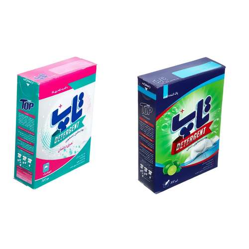 پودر ماشین لباسشویی تاپ مدل سدیم کلراید و سدیم کربنات وزن 500 گرم بسته 2 عددی