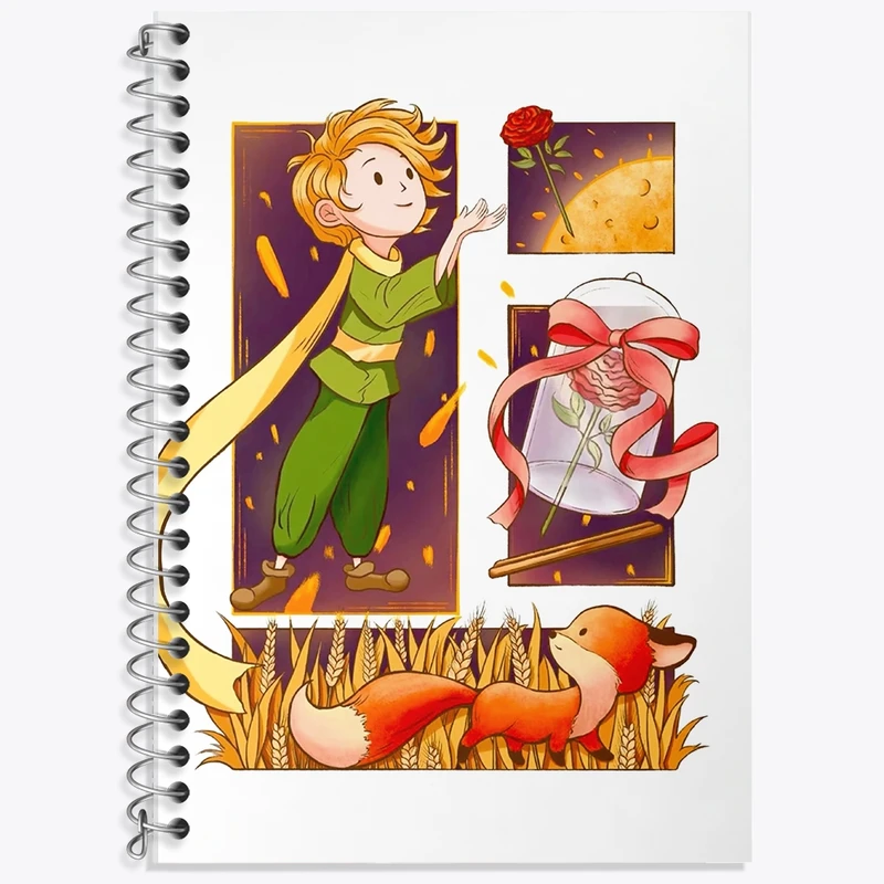 دفتر زبان 50 برگ خندالو مدل سه خط طرح شازده کوچولو کد F944