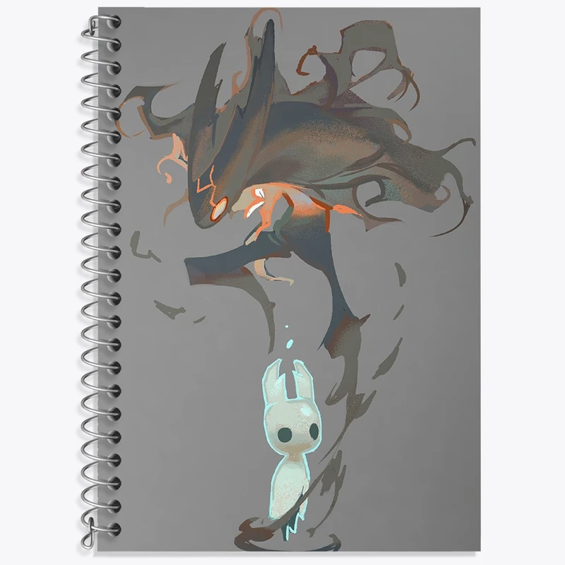 دفتر زبان 50 برگ خندالو مدل دو خط طرح بازی هالو نایت (Hollow Knight) کد 32969