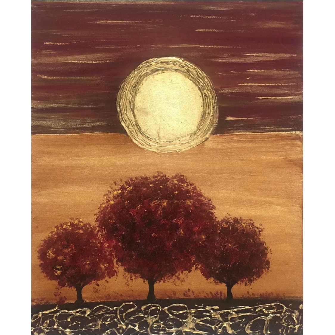 تابلو نقاشی رنگ روغن مدل منظره غروب خورشید کد 107