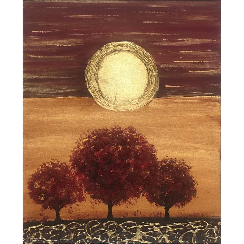 تابلو نقاشی رنگ روغن مدل منظره غروب خورشید کد 107