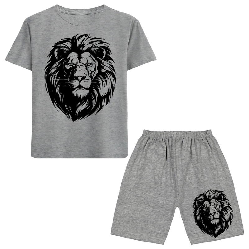 ست تی شرت و شلوارک پسرانه مدل شیر A83