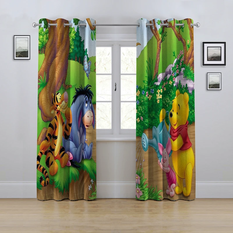 پرده مدل پانچی طرح کودکانه پو سایز 280x145 سانتی متر