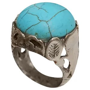 انگشتر نقره مردانه مدل فیروزه نیشابوری FN113280