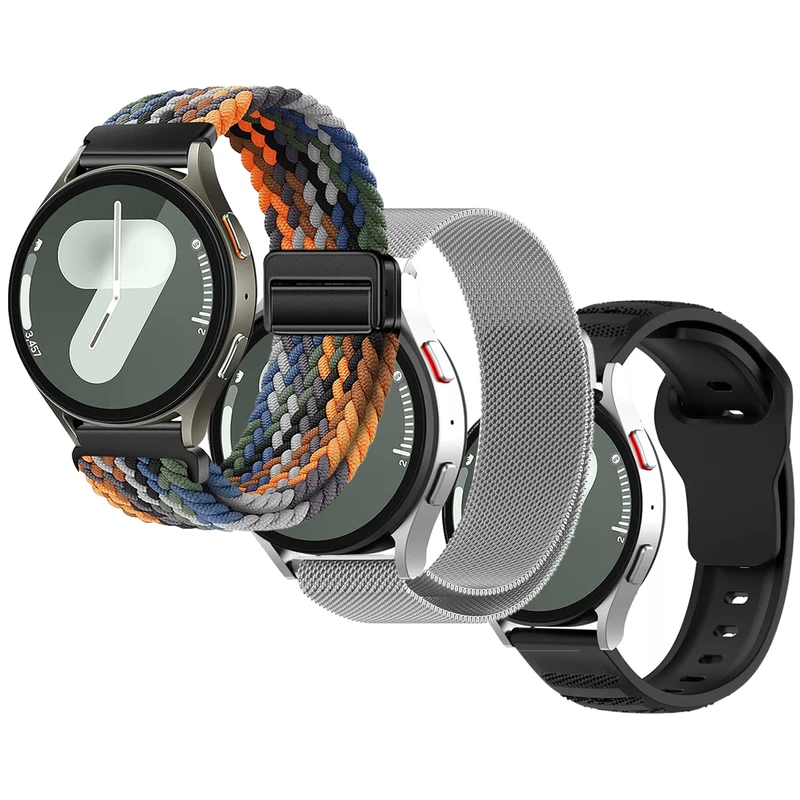 بند اسپریگ مدل Brasic bundle مناسب برای ساعت هوشمند سامسونگ Galaxy Watch 4/5/6/7/FE سایز 40/43/44/46/47 میلی متری مجموعه 3 عددی