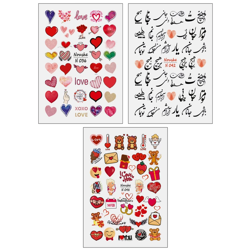 برچسب لنز ناخن مدل عشق کد N36-42-48 مجموعه 3 عددی