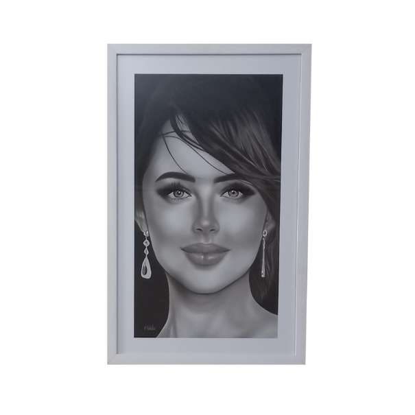 تابلو نقاشی سیاه قلم طرح چهره مدل تبسم کد 10