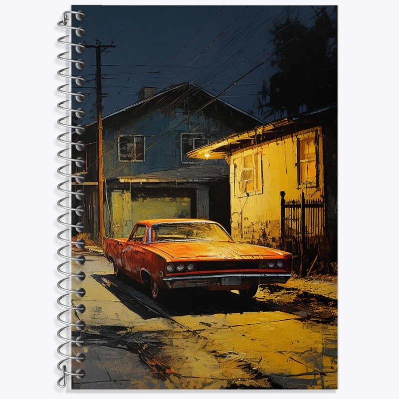 دفتر زبان 50 برگ خندالو مدل سه خط طرح ماشین کلاسیک کد F421