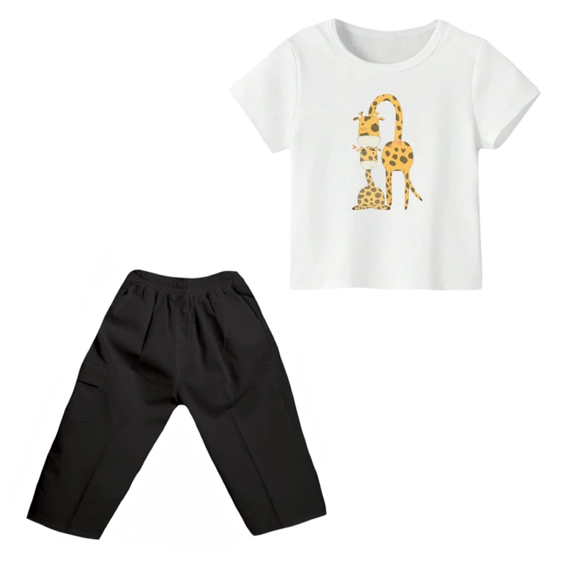 ست تی شرت و شلوارک پسرانه مدل زرافه کد ۱۷