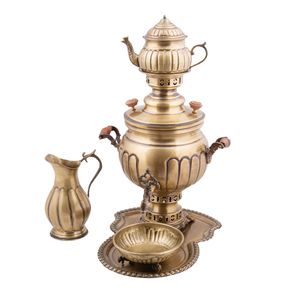 سرویس سماور ذغالی 5 پارچه برنجی کد 63262