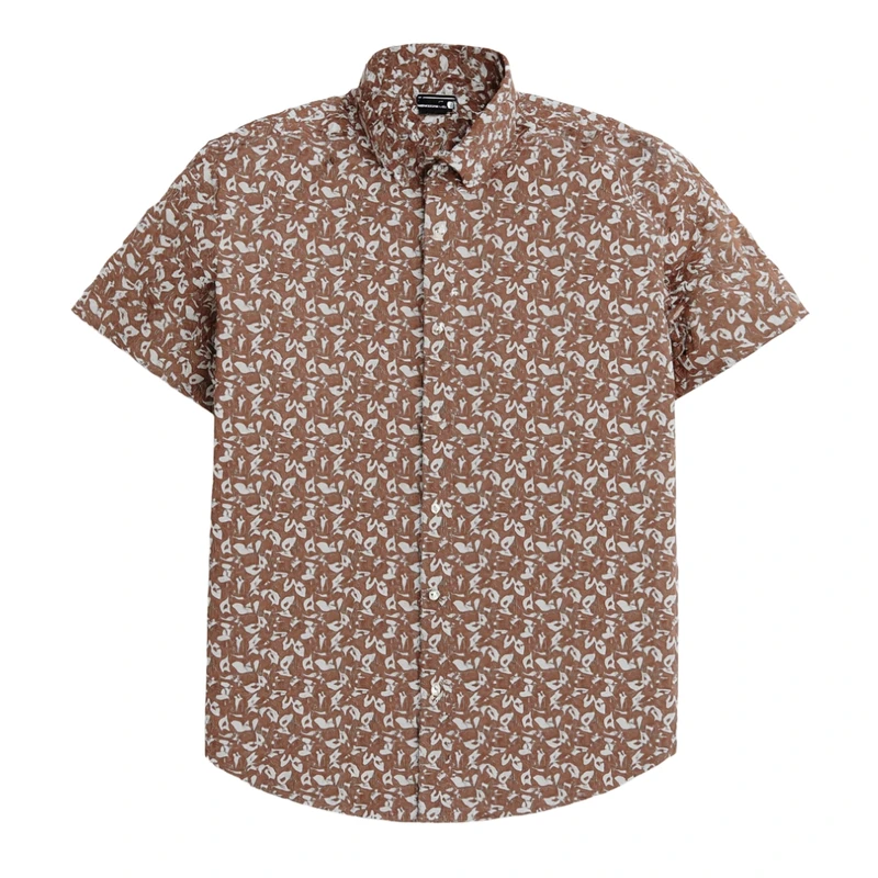 پیراهن آستین کوتاه یقه برگردان مردانه مدل برگ