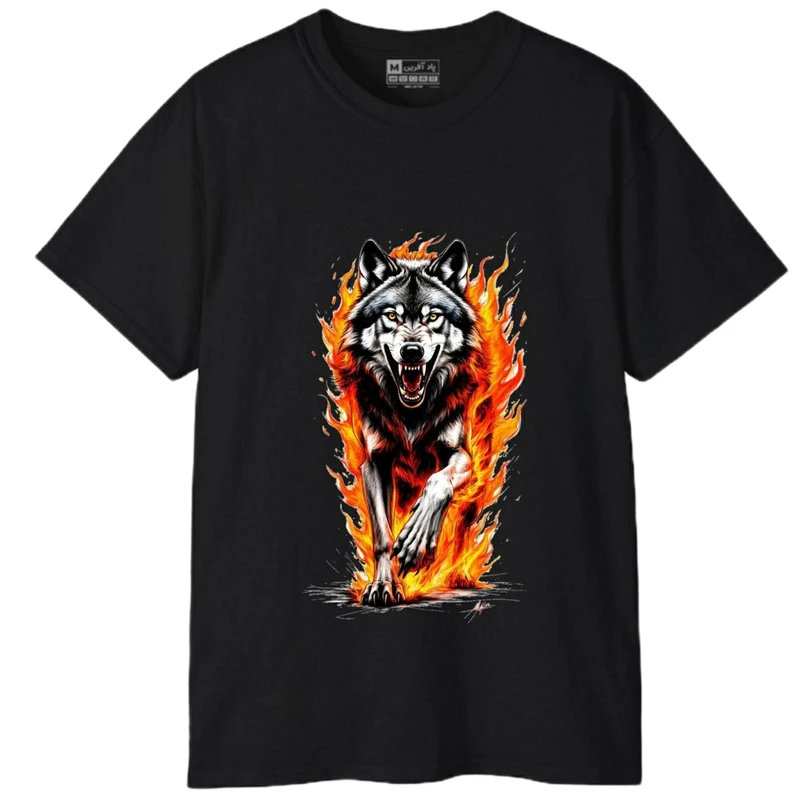 تی‌شرت آستین کوتاه مردانه پاد آفرین مدل حیوانات گرگ کد‌ 2000