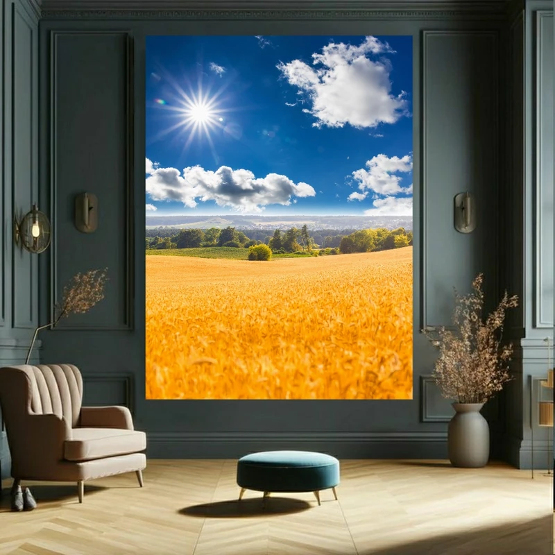 تابلو بوم طرح مخمل دشت مدل گندم کد GR642