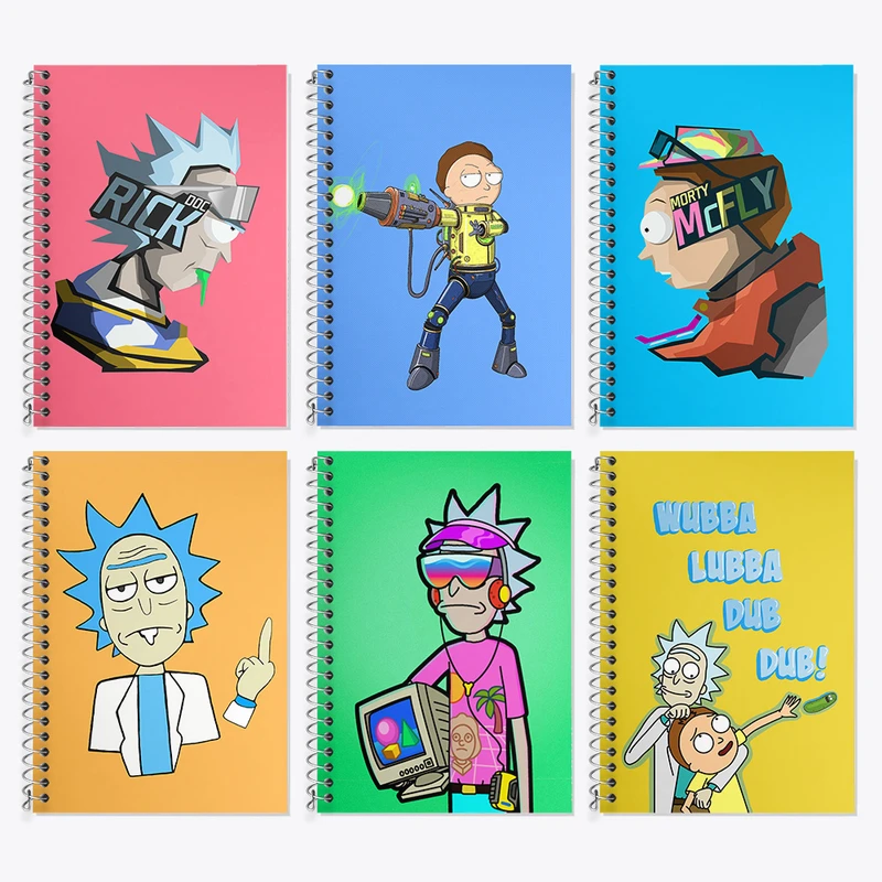 دفتر زبان 50 برگ خندالو مدل دو خط طرح ریک و مورتی کد 587 مجموعه 6 عددی