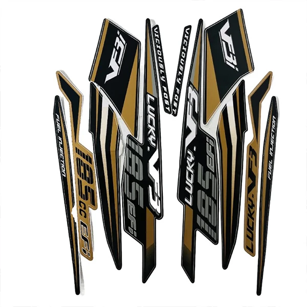 برچسب بدنه و رکاب موتور سیکلت وارون مدل B-20-GLD مناسب برای SYM لاکی 185 بسته 14 عددی