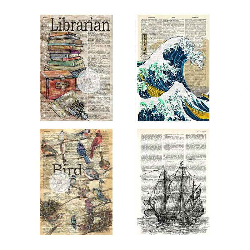 تابلو شاسي کارنيکا طرح روزنامه وینتج کد 91996 مجموعه 4 عددی