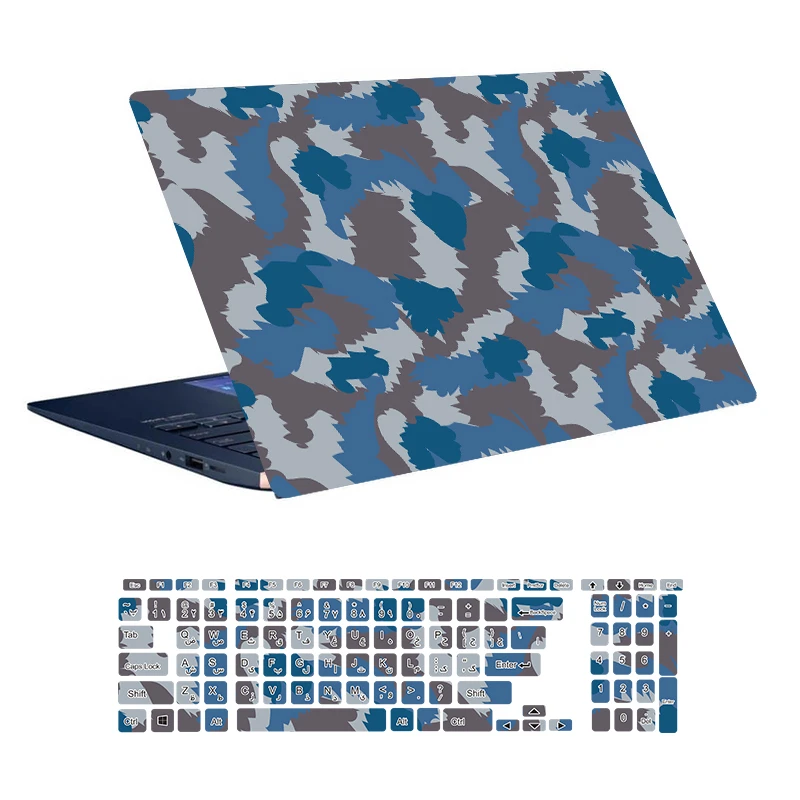استیکر لپ تاپ توییجین و موییجین طرح Military کد 43 مناسب برای لپ تاپ 15.6 اینچ به همراه برچسب حروف فارسی کیبورد 