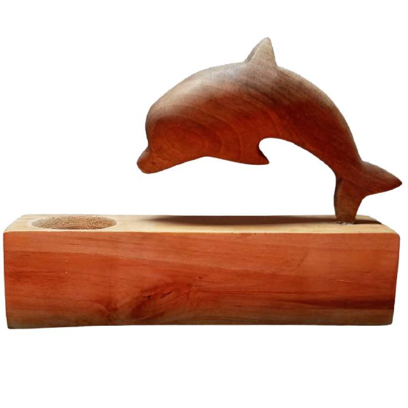 مجسمه چوبی مدل جاشمعی دلفین