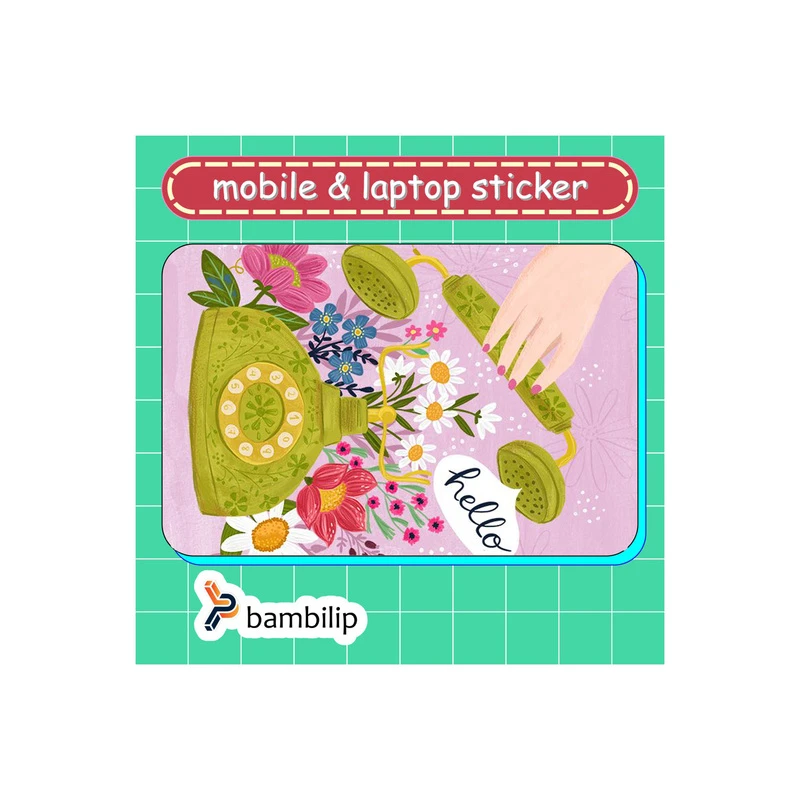 استیکر بامبیلیپ مدل کارت عابر طرح تلفن و گل ها کد 5044202