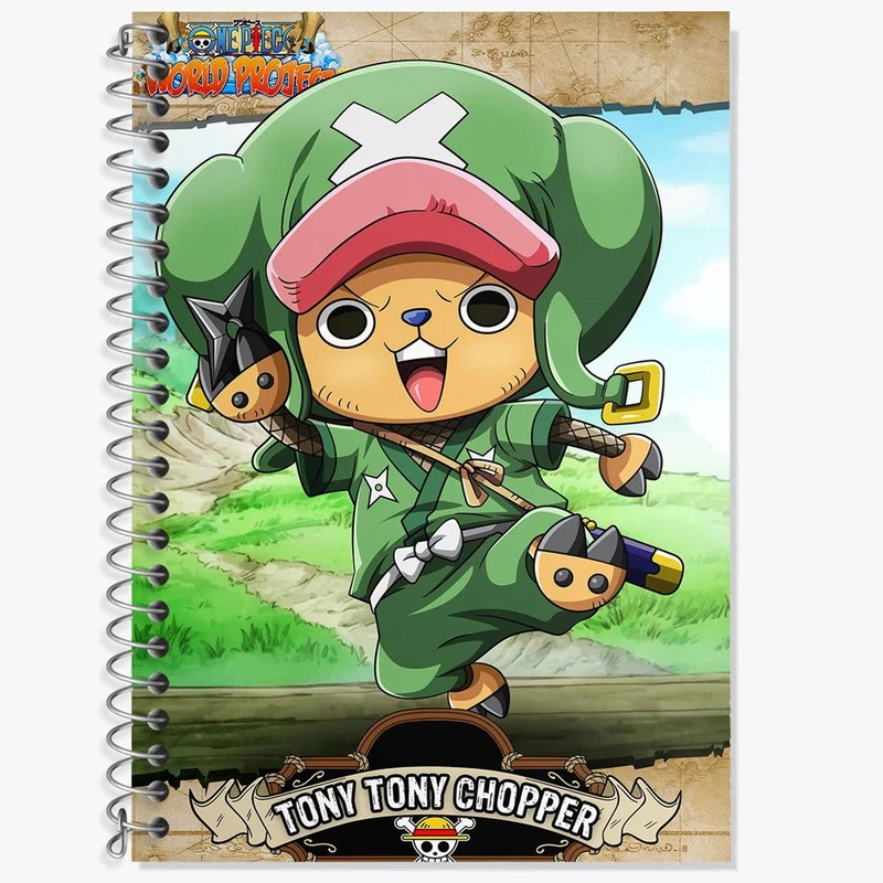 دفتر زبان 50 برگ خندالو مدل سه خط طرح تونی تونی چاپر انیمه وان پیس One Piece کد 17252