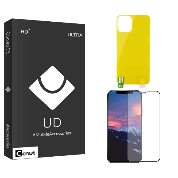محافظ صفحه نمایش سرامیکی کوکونات مدل UDB مناسب برای گوشی موبایل اپل iPhone 12 mini به همراه محافظ پشت گوشی