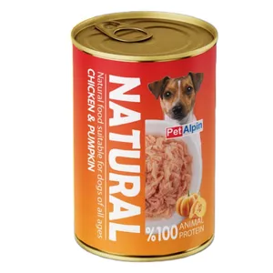 کنسرو سگ پت آلپین مدل مرغ و کدو وزن 380 گرم