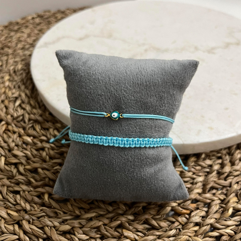 پابند زنانه مدل چشم زخم قلب مجموعه 2 عددی پابند زنانه مدل چشم زخم قلب مجموعه 2 عددی