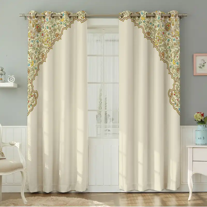 پرده نیروانا طرح سنتی مدل مخمل کد 8539 سایز 140×280 سانتی متر