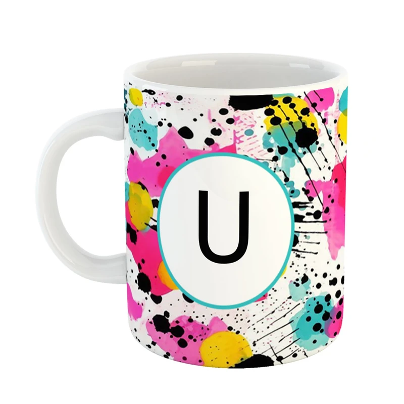 ماگ پادآفرین مدل فانتزی طرح حرف U کد 21