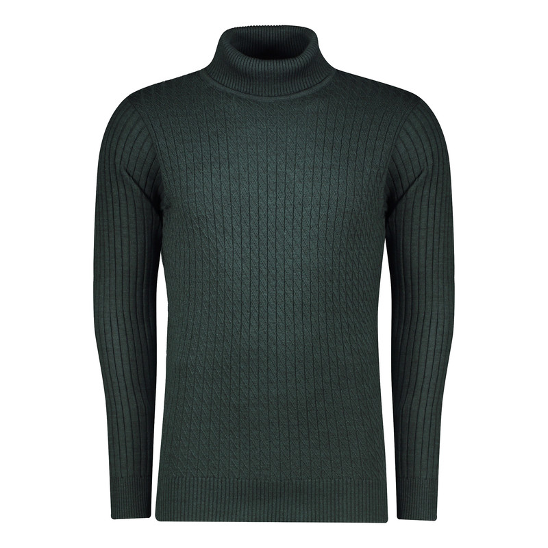 پلیور یقه اسکی مردانه تریکو پاییزان مدل PE800 رنگ یشمی