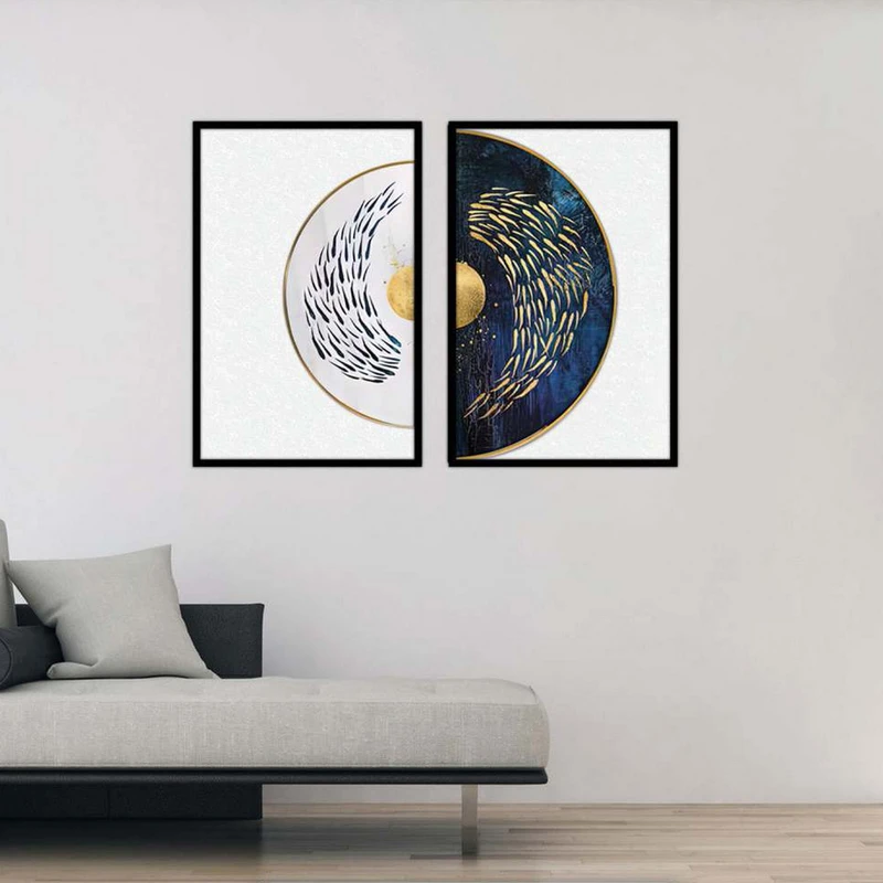 تابلو بکلیت طرح مدرن ماهی مدل شاین اکلیلی B-1858 مجموعه 2 عددی