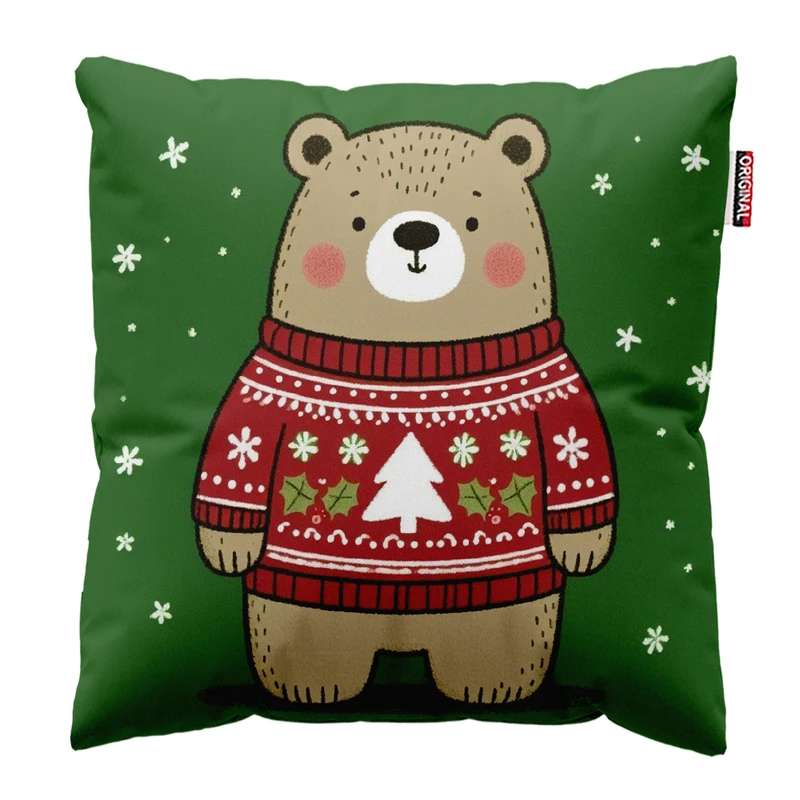 کوسن پاد آفرین مدل کریسمس طرح خرس تدی کد PK403723 سایز 40*40 سانتی متر