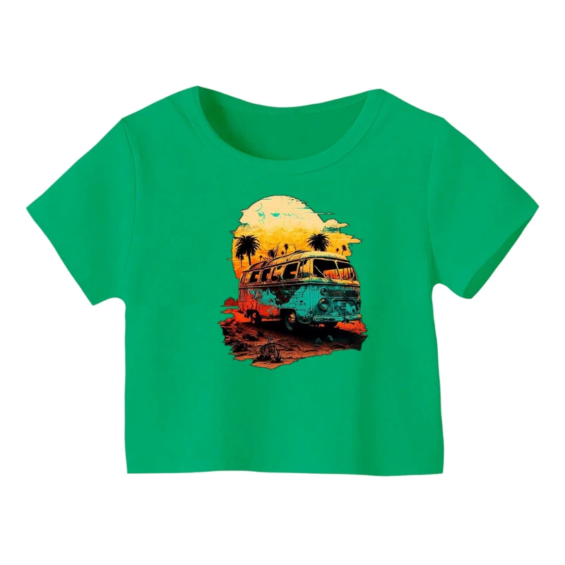 کراپ‌ تی‌شرت آستین کوتاه زنانه مدل فولوکس کد ۲