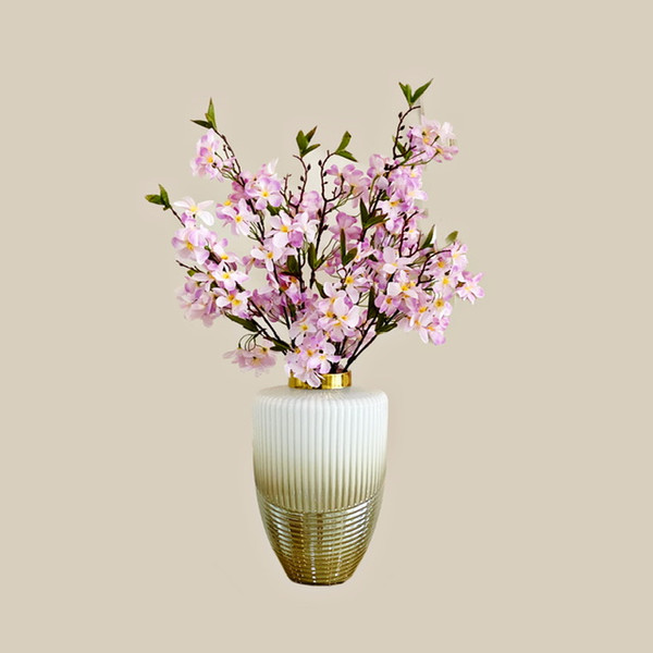 گلدان به همراه گل مصنوعی مدل شکوفه های گیلاس
