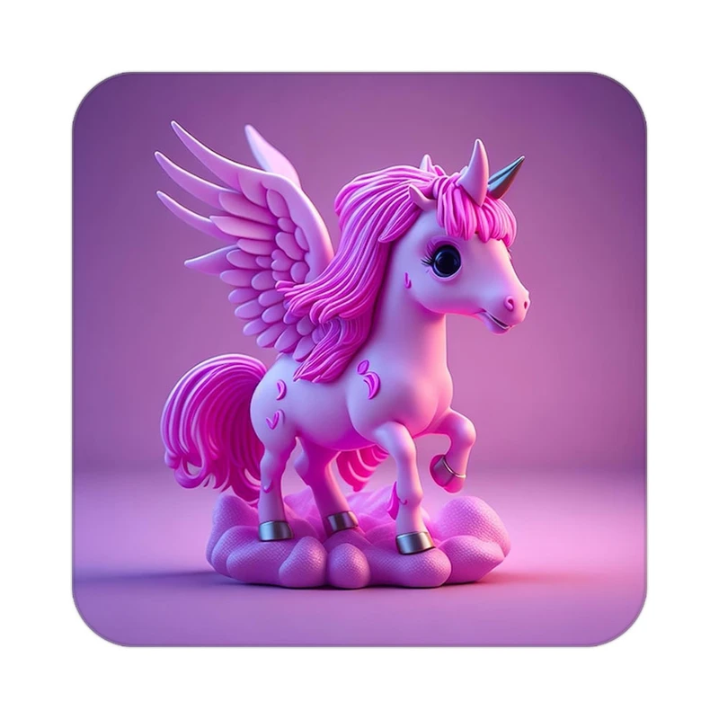 زیر لیوانی کاکتی طرح اسب تک شاخ و یونیکورن مدل mp31790