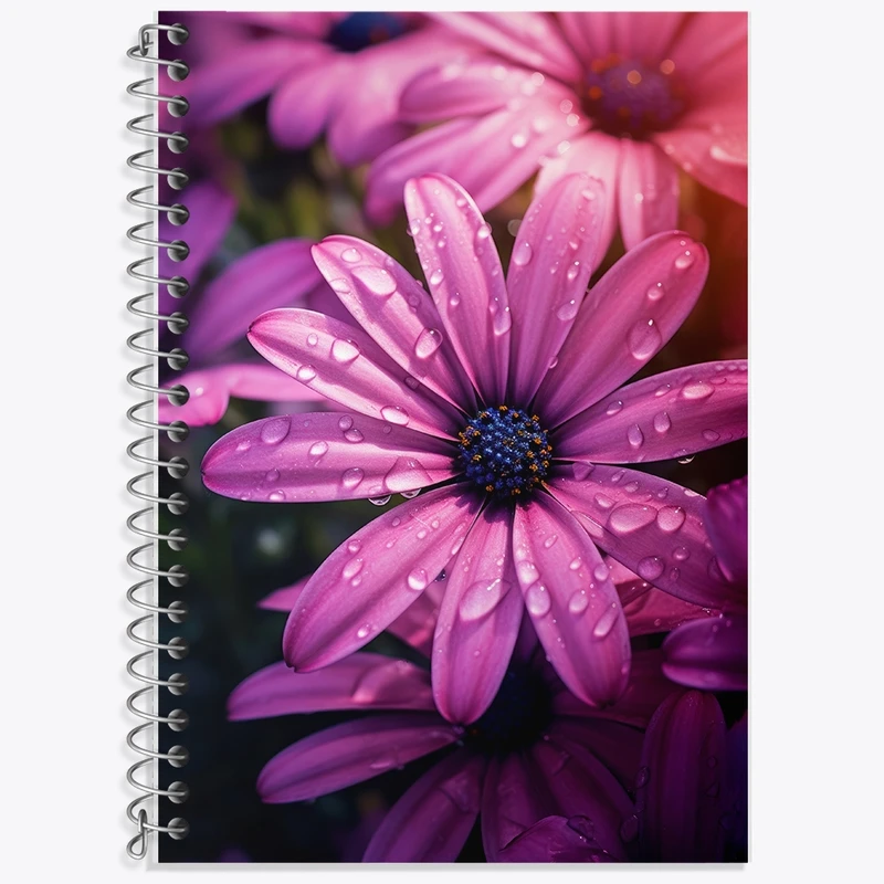 دفتر زبان 50 برگ خندالو مدل دو خط طرح گل (Flower) کد F2647