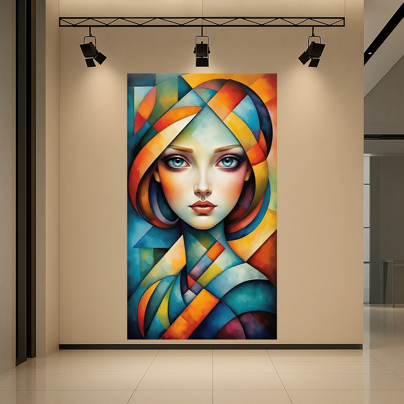 تابلو بوم طرح مخمل نقاشی انتزاعی چهره مدل رنگارنگ کد AR3060140