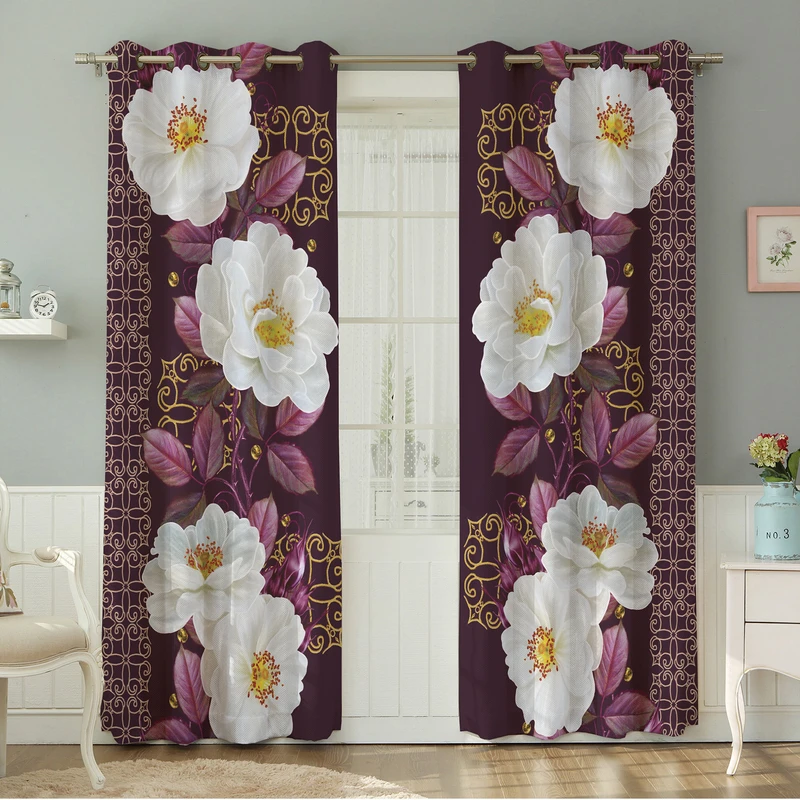 پرده نیروانا طرح گل  مدل هازان کد 8496سایز 140×280 سانتی متر